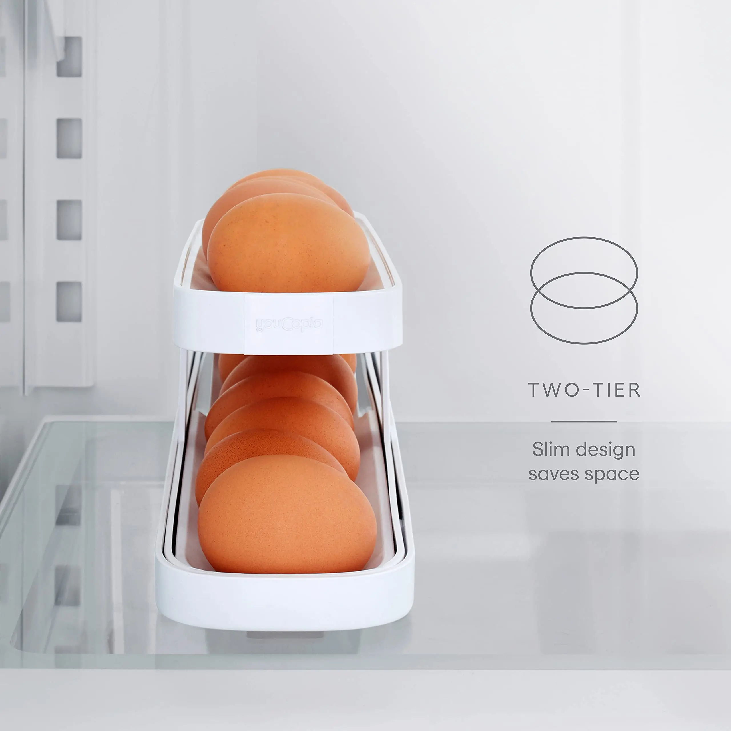 Automatic Scrolling Egg Rack Holder Storage Box Egg Basket Container Organizer Rolldown Refrigerator Dispenser 1Pc egg storage box