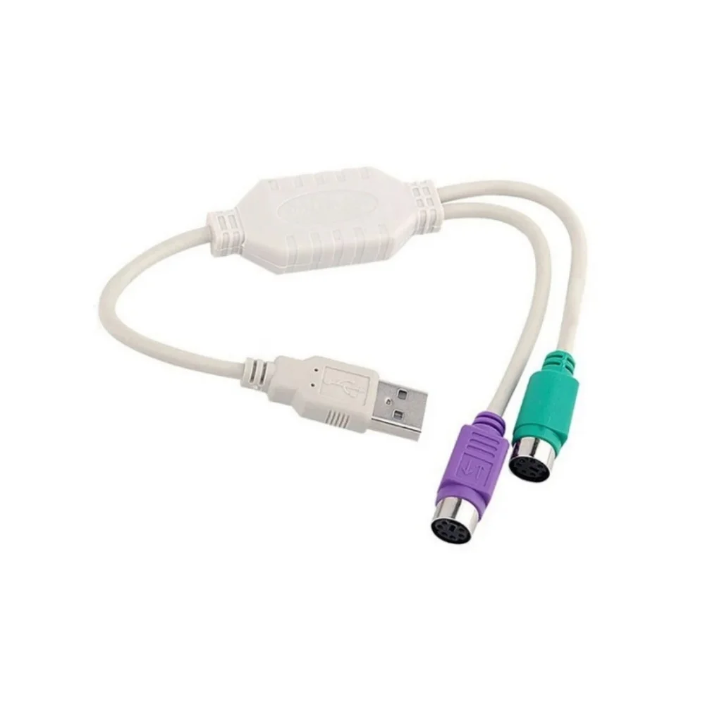 USB-듀얼 PS2 케이블 어댑터 USB(남성) - PS2(여성) 변환 케이블, 키보드 마우스 컴퓨터용 데이터 전송 변환 케이블