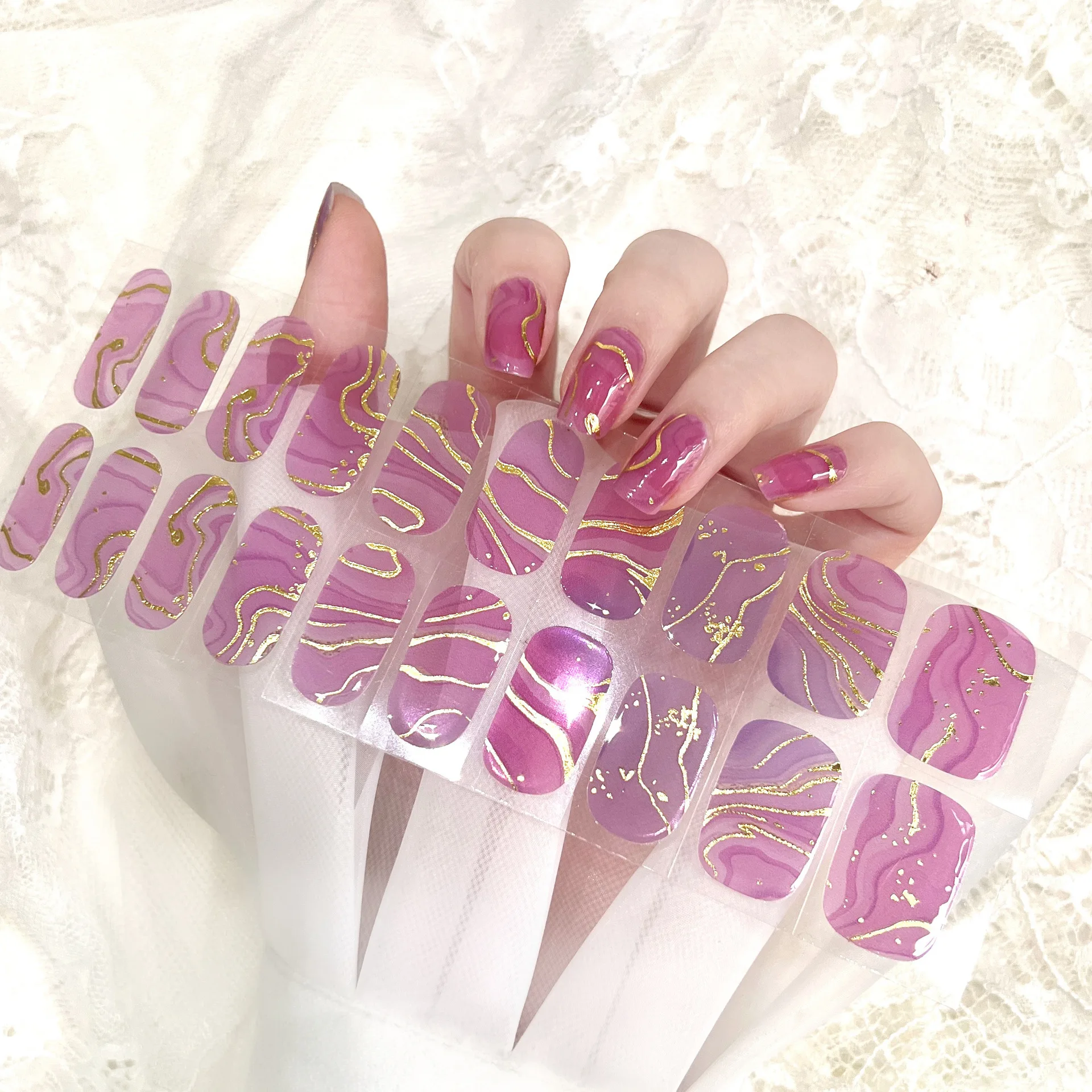 20Tips Easy DIY Peel Off Semi-Cured Gel Nail Stickers No Lamp Needed Long Lasting Shiny Finish Universal Fit for All Nail Sizes