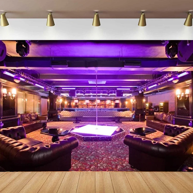 Night Club Dance Pole Photography Backdrop Spotlight Bar Steel Tube