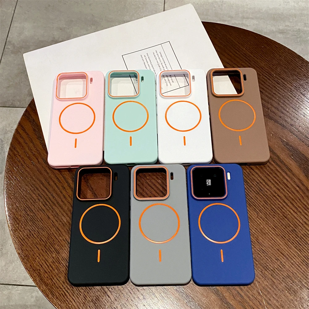 Luxury Matte Magnetic Phone Case with Wireless Charging and Shockproof Camera Bumper Cover