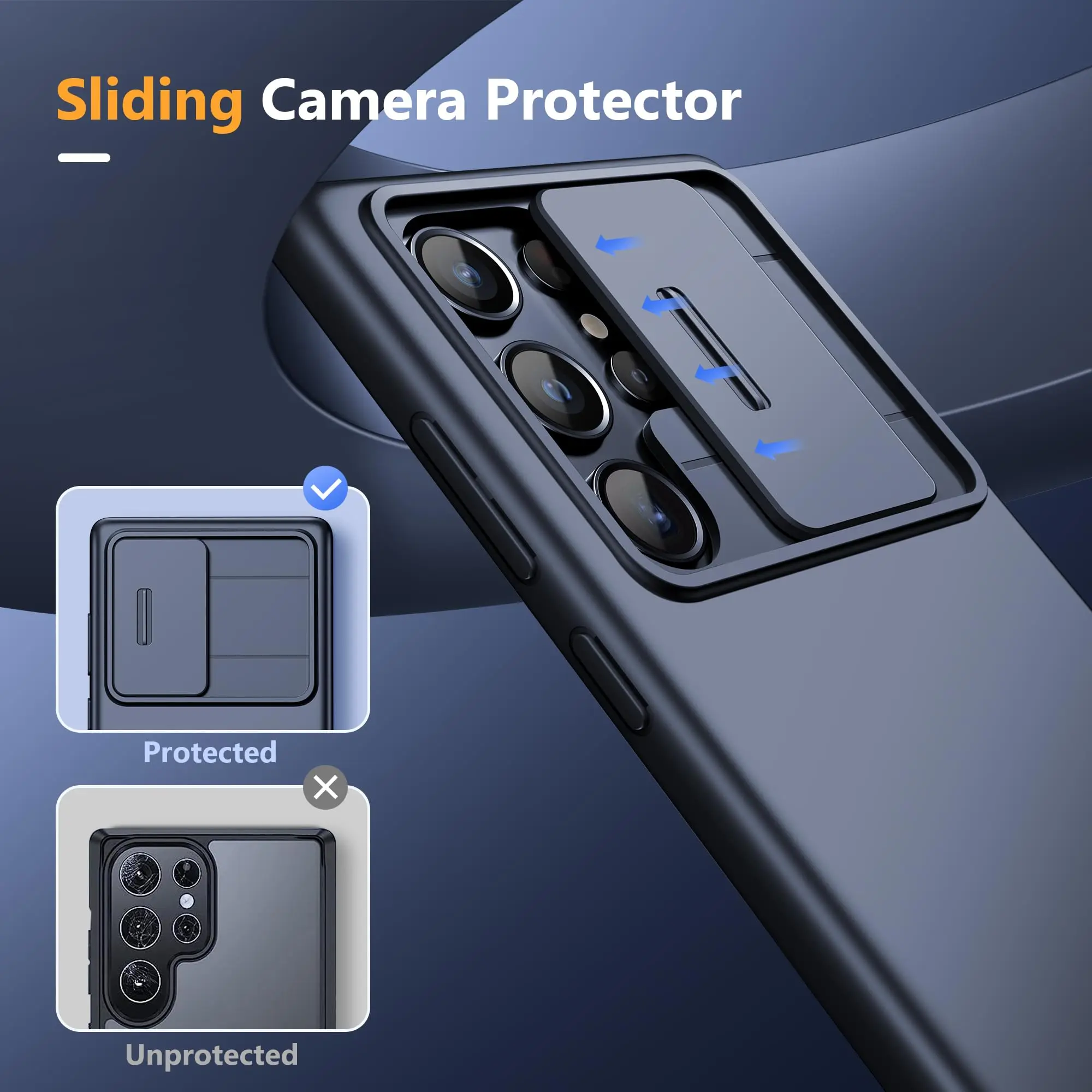 Slim Matte Phone Case with Camera Cover and Military-Grade Drop Protection
