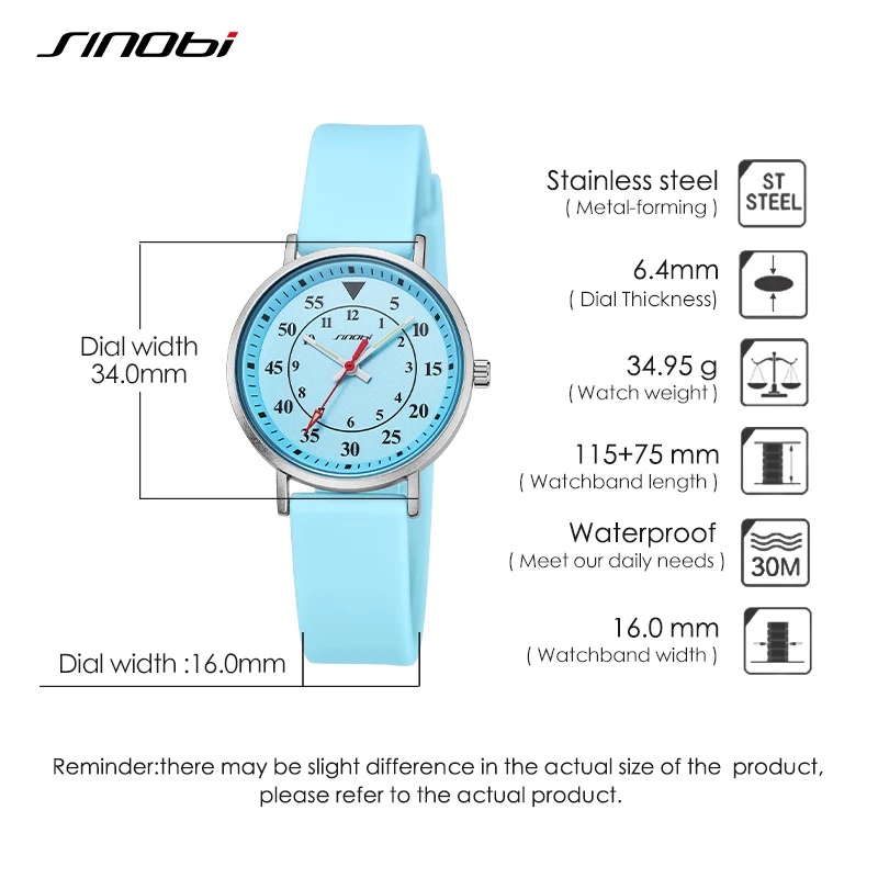 SINOBI Blue Sky Design Women's Watches Fashion Sports Rubber Womans Quartz Wristwatches Original Creative Ladies Clock Dropship