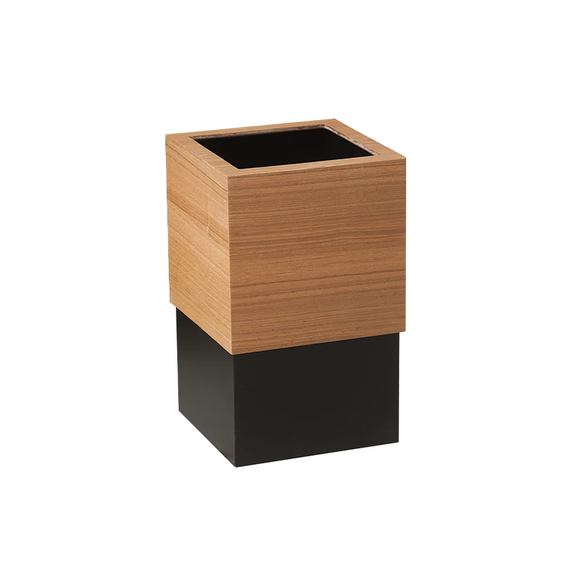 Nordic Ins Trash Can Home Living Room Bathroom High-End Square Hotel Wooden with Lid Minimalist Creative Wastebasket