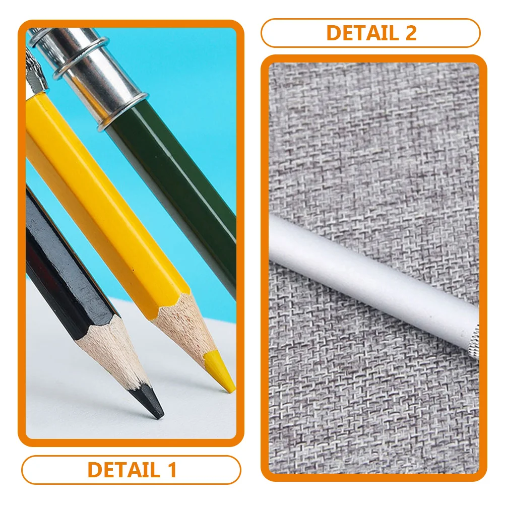 3pcs Pencil Holder Silver Pencil Extension Single for Colored Pencils Tools School Supplies Stainless Steel 4