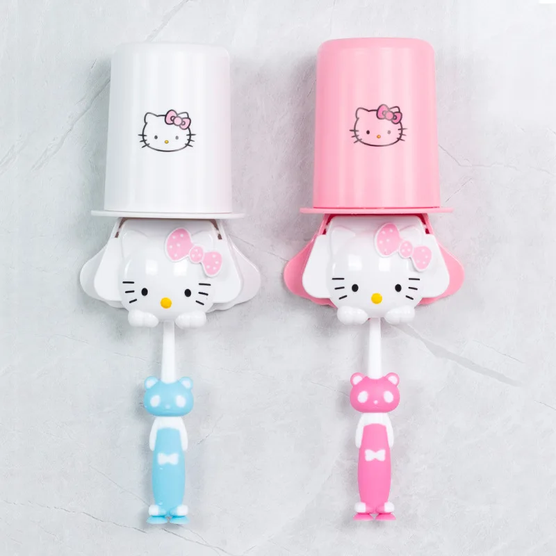 

Держатель для зубной щетки Sanrio Hellokittys, милый набор чашек для мытья в стиле аниме, креативная чашка для хранения без пробивки, подарок на день рождения для девочек