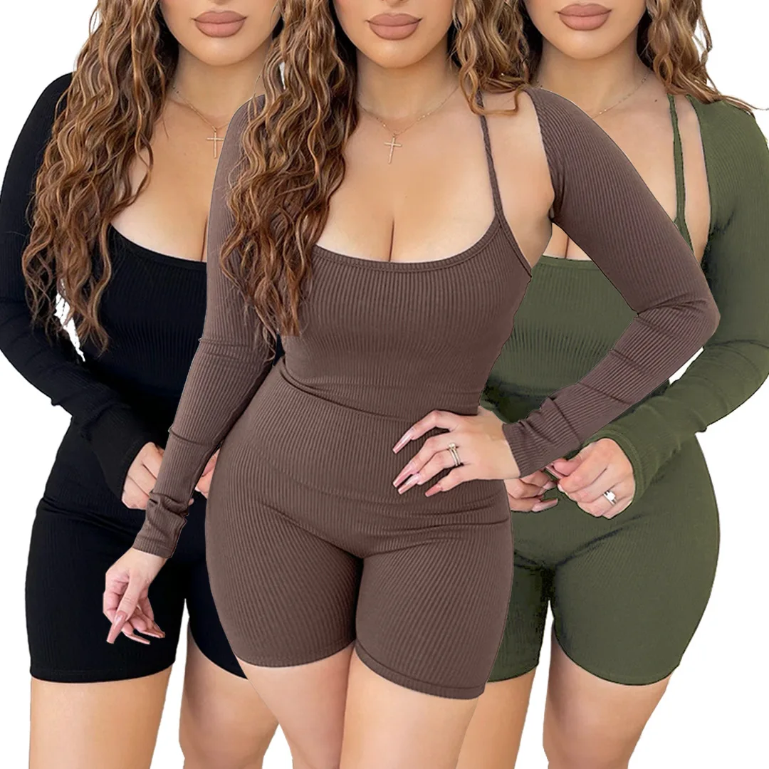 Fitness Yoga Slip Jumpsuit And Shawl Top Two Piece Set Womens High Waist Skinny Bodysuit Jogger Set mens spandex zipper front bodysuit workout fitness dance biketard unitard wrestling singlet jumpsuit one piece swimsuit swimwear