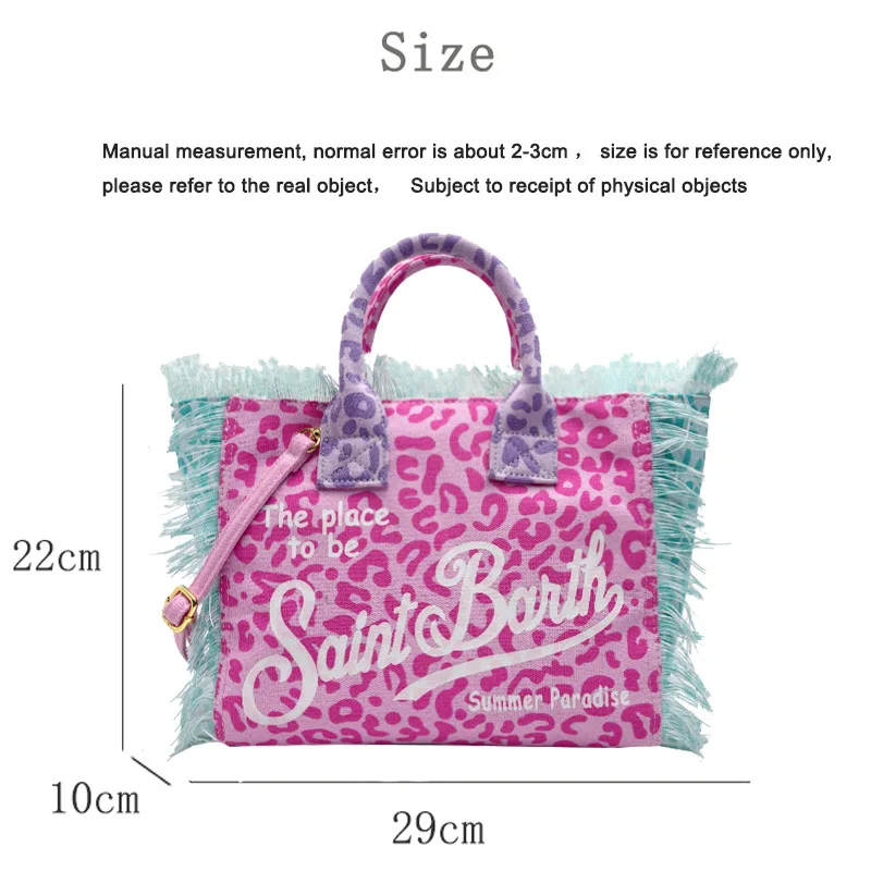 Leopard Print Women's Large Capacity Canvas Tassel Design Zippered Shoulder Bag Summer shoulder bag canvas shoulder bag