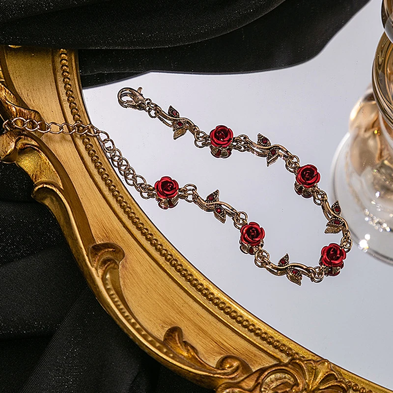 Luxurious Vintage Elegant Rose Flower Necklace Bracelet Earrings