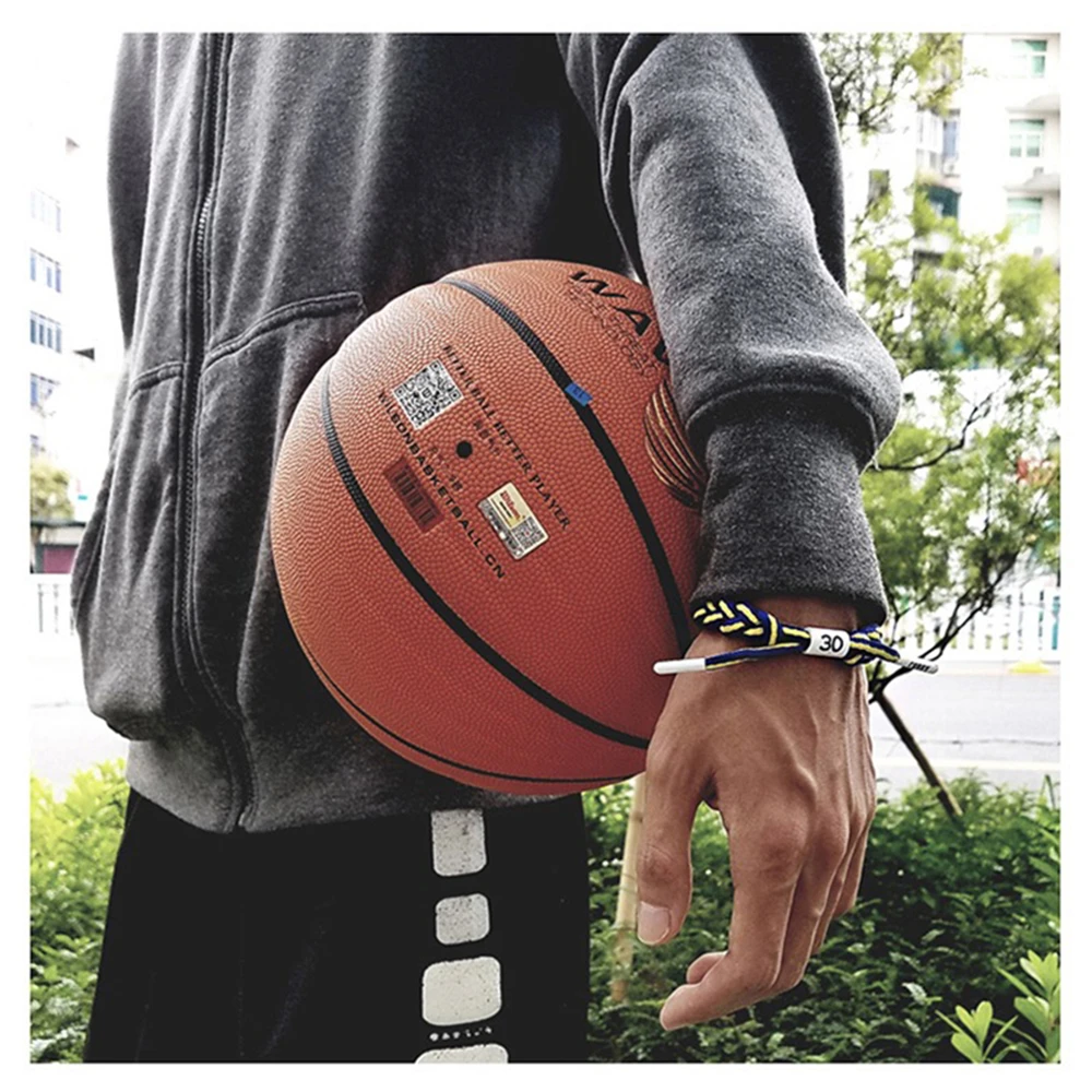 Basketball Braided Rope Bracelet Player Number Adjustable Sports Wristband Woven Bangles Accessories