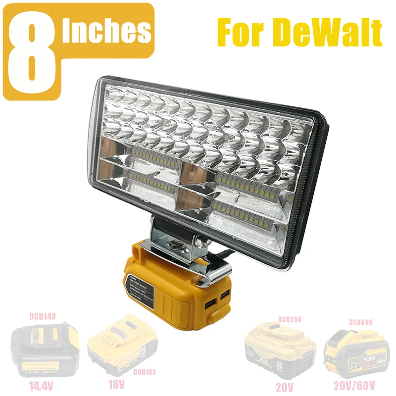 Car LED Working Lamp 60W 5A Converter Adapter USB Charger For DeWalt 20V 18V Lithium Battery 12V DC Output Electrical Appliances