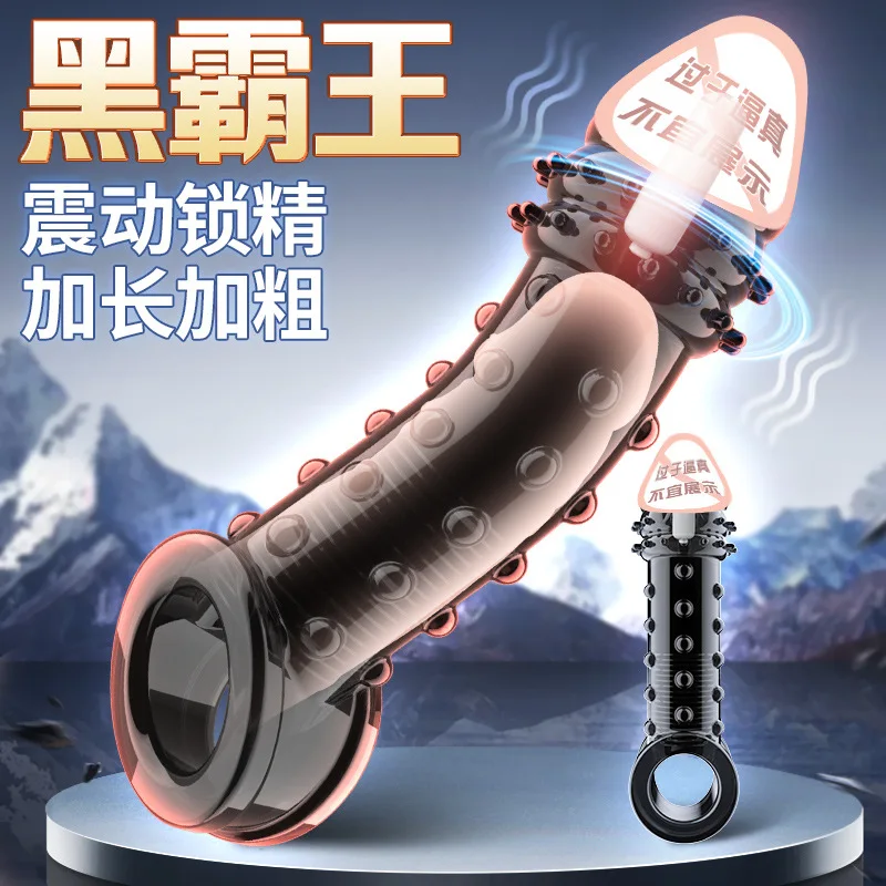 Black Clitoral stimulation Condom Particles G-spot Sleeves For Penis Adult Sex Toys TPE Safer Cock Rings Extender Penis Sex Shop