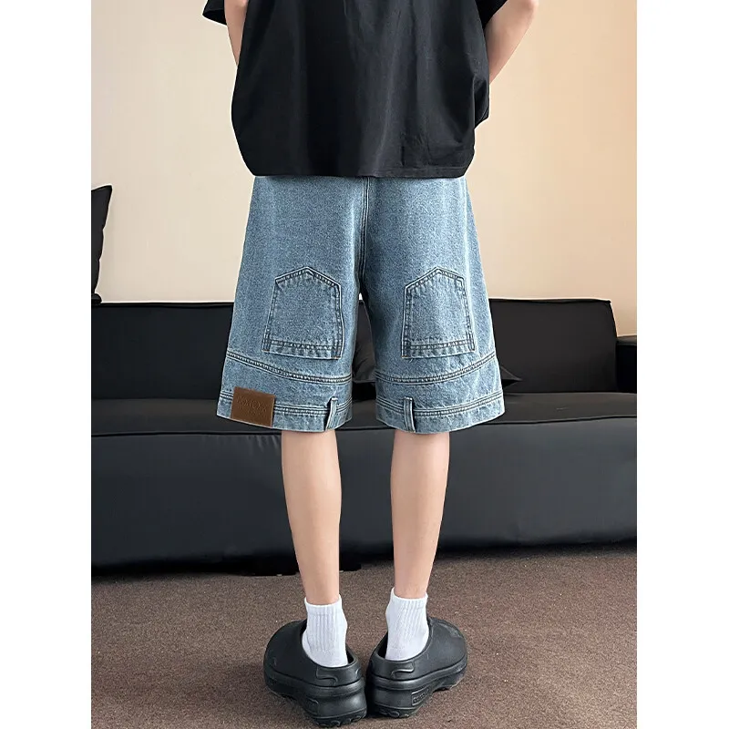 Short Men Blue Washed Denim Shorts Casual Distressed Design Summer Streetwear Fashion Comfort Fit Men Denim Shotrt