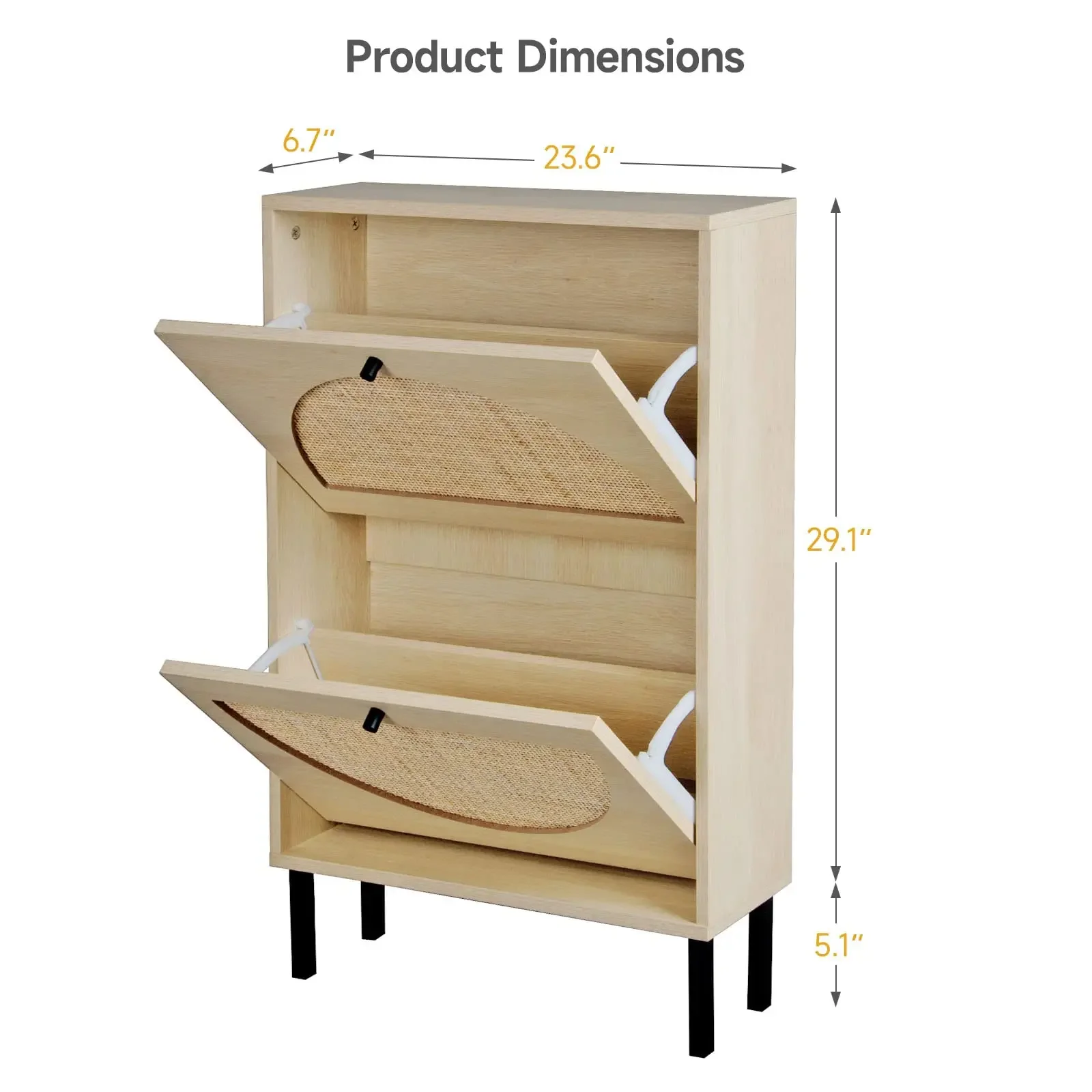 

Entryway Bedroom Living Room Rattan Shoe Cabinet With 2 Flip Drawers Narrow Shoe Storage Cabinet