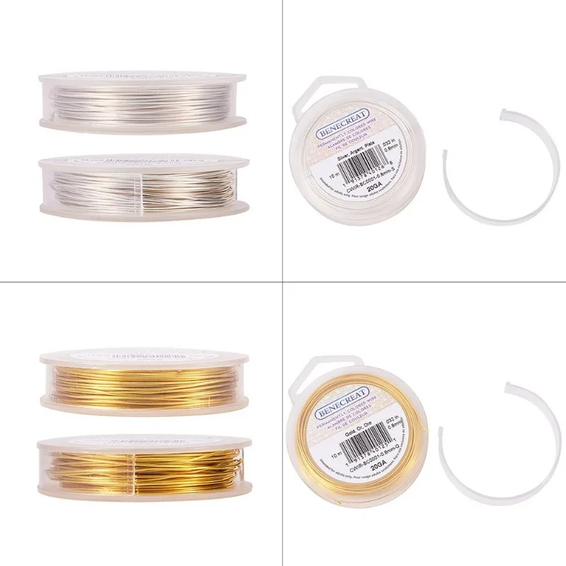 2 Rolls 20-Gauge Tarnish Resistant Silver/Gold Coil Wire 66-Feet/22-Yard in Total