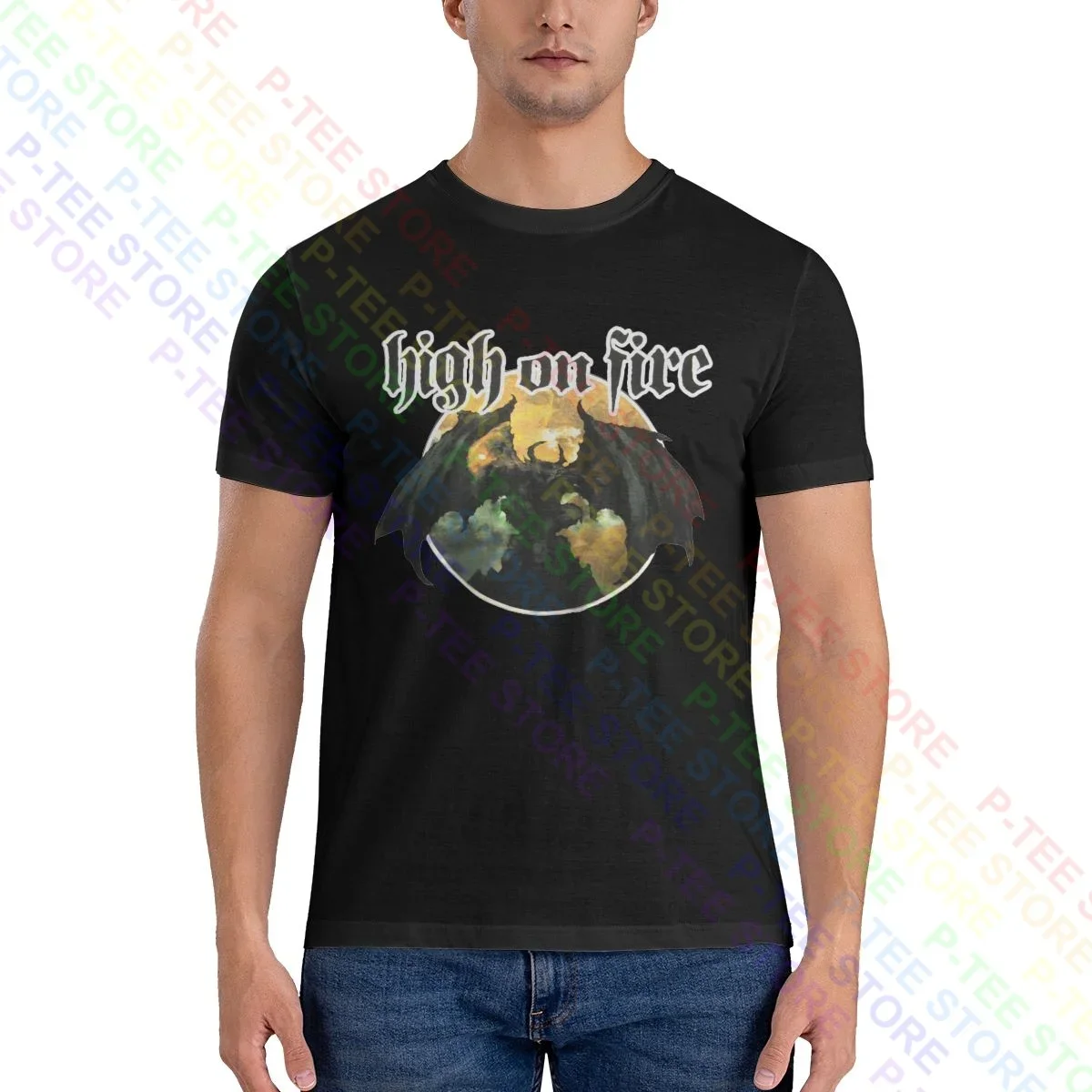 High On Fire 2-Sided Blood I Bledinded Gargoyle Shirt T-Shirt Rare Retro Classic Hot Deals Tee