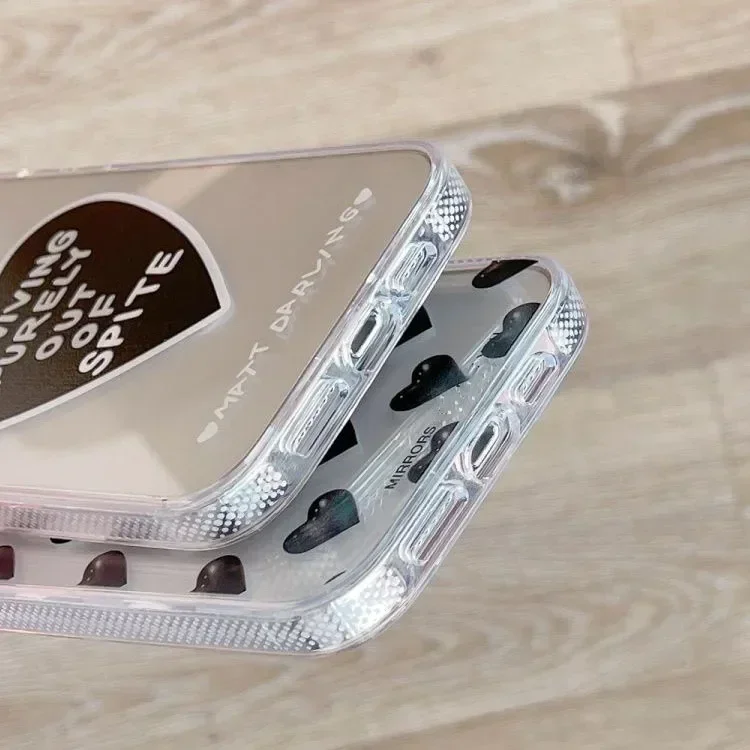 Acrylic Transparent Border Black Heart iPhone 13 15 14 Pro Max Protective Case, Fits iPhone 15 Pro Max