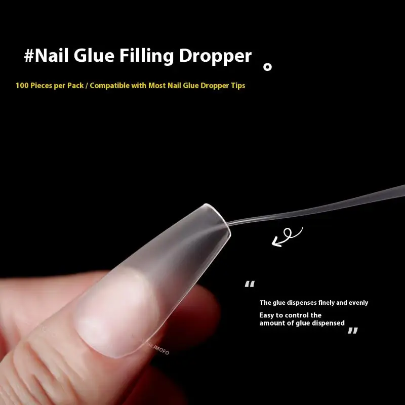 100Pcs Superfine Glue Bottle Tips - Nail Glue Sealant Joint Filling Precision Dropper Applicator, Manicure Tool Accessories