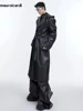 Mauroicardi Autumn Long Oversized Waterproof Black Faux Leather Trench Coat Men with Hood Loose Luxury Designer Clothes 2023 5