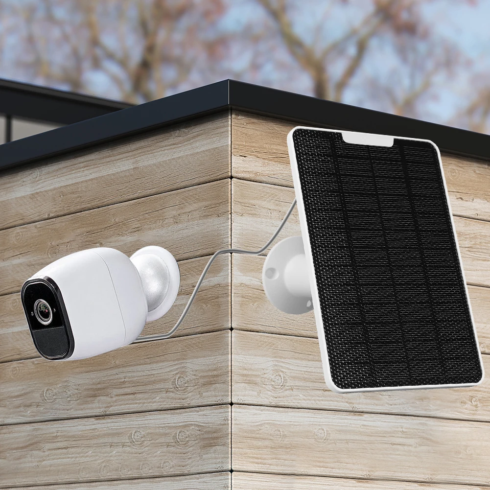 10W Solar Panel Charger Wall Mount Solar Panel Kit 360 Adjustable Bracket IP65 Waterproof for Wireless Outdoor Security Camera