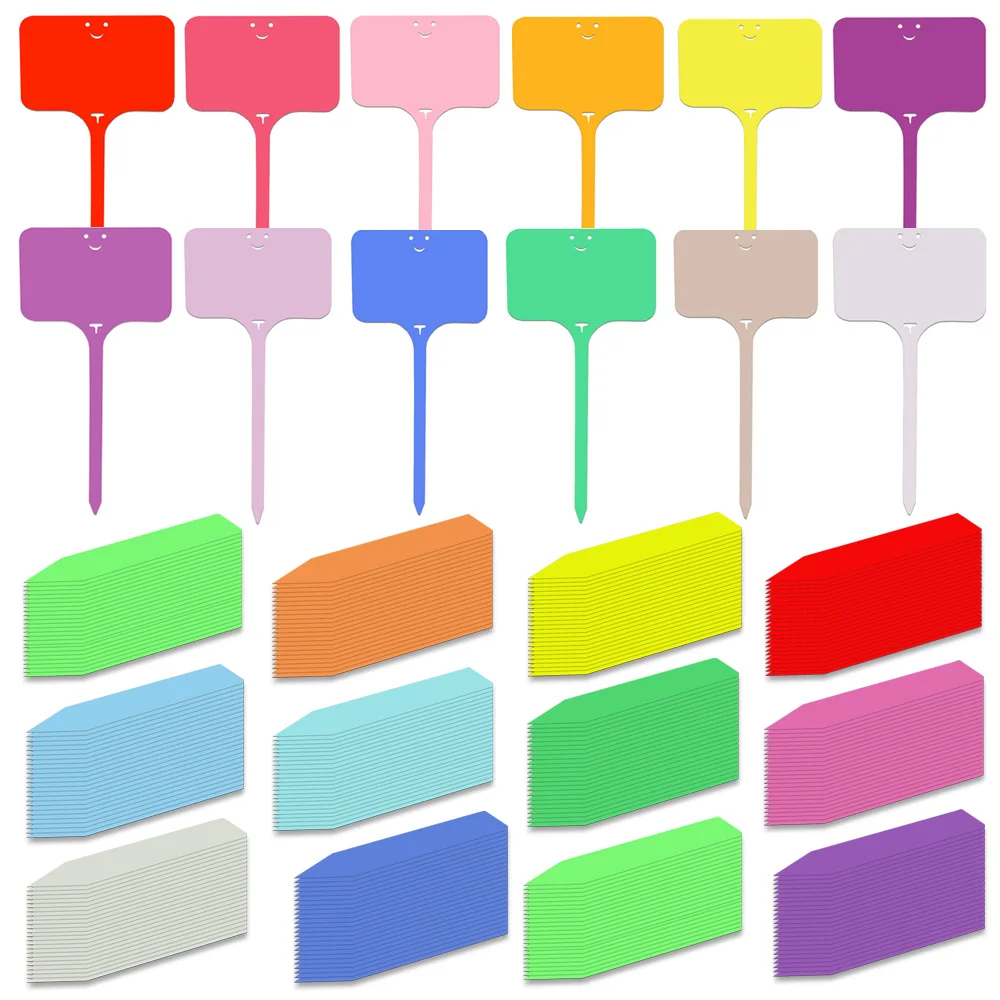 100Pcs Plastic Colorful Garden Stakes Markers Tags Plant Labels Nursery Seedling 