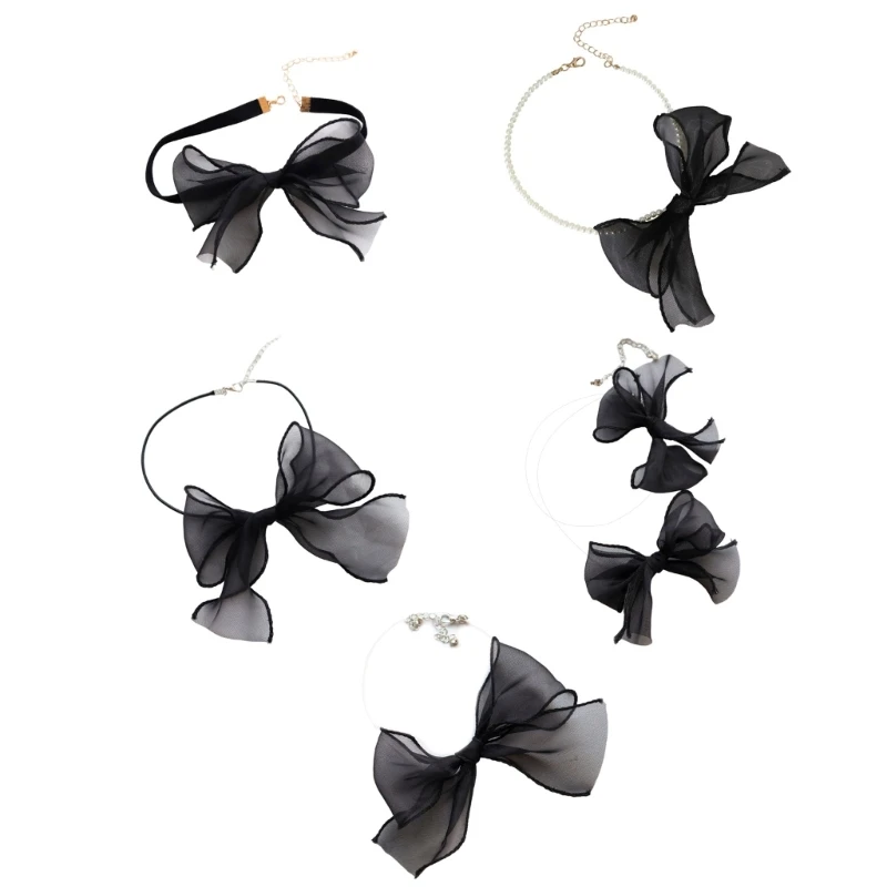 

Black Lace Big Bowknot Choker Necklace Fashion Collar Necklace Party Jewelry
