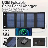 Panneau solaire pliable USB portable, panneaux solaires pliables pour le voyage, banque de charge pour téléphone portable, lampe de poche, ventilateur, batterie externe pour téléphone portable 5