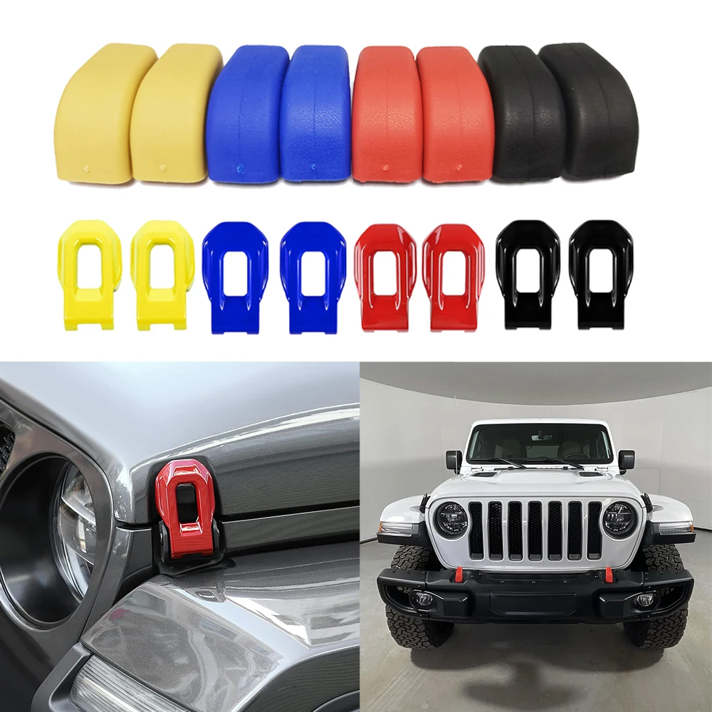 

Bumper Tow Hook Cover Car Engine Hood Side Lock Latches Cover For Jeep Wrangler JL JLU Gladiator JT 2018-2024+ Car Stickers