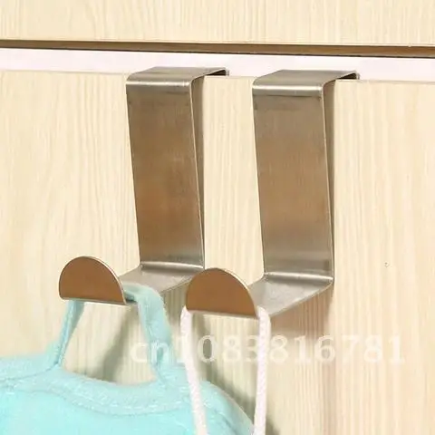 

2 Pieces Small Hook Stainless Steel Free Punching Door Hanger Without Trace Cabinet Door Back Coat Hook Hanger