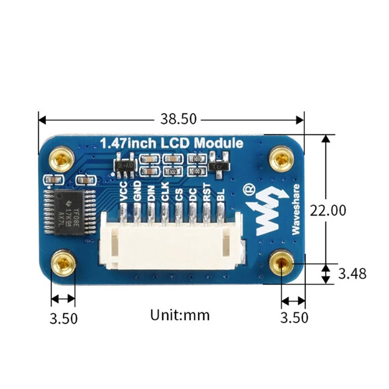 Waveshare 1.47 ġ LCD ũ , ձ 𼭸, ST7789V3 Ĩ, 172X320 ȼ SPI , PH2.0 8  ̺ 