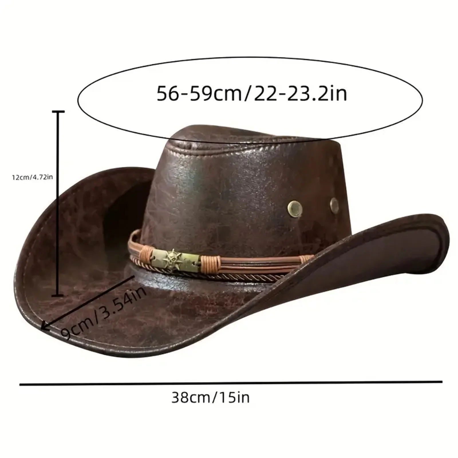Men Women Beach Hat Western Style Cowgirl Hat Stylish Belt Design PU Wide Brim Sun