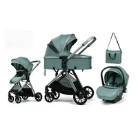3 in 1 multifunctional baby stroller equipped with car seats for sitting and lying down, lightweight and comes with a mommy bag