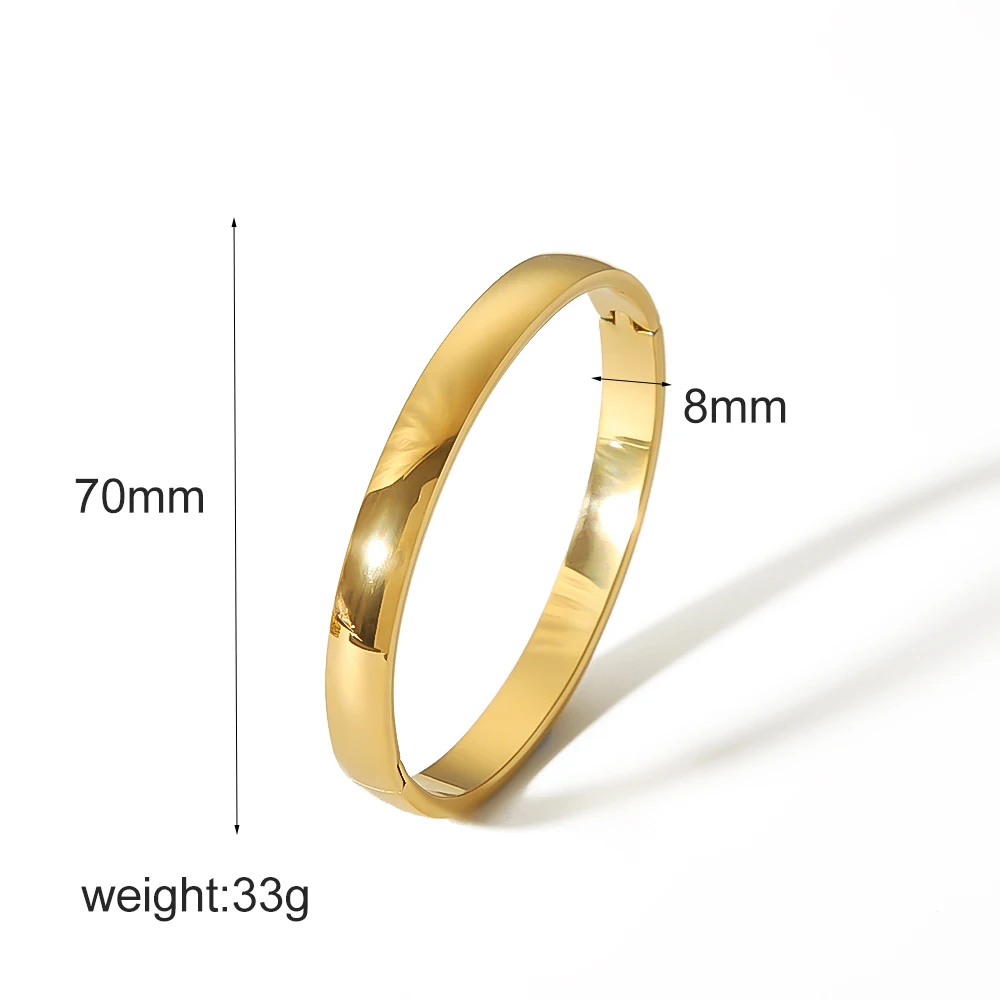 Fashion Minimalist Highlight Luxury 18k Gold Plated Geometric Bangles Tarnish Free Glossy Stainless Steel Bangle For Women Gifts 6