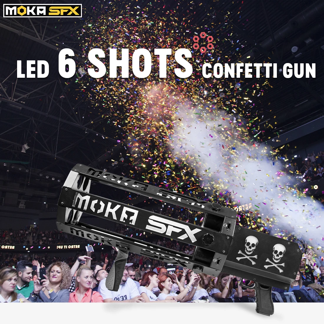 6 Shot LED Co2 Confetti Gun Handheld Confetti Cannon Stage Led Confetti