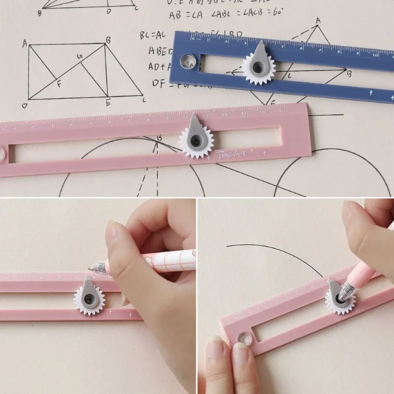 1Pc two-in-one Compasses Color Multifunctional Drawing Circle Tool DIY Geometric Compass Ruler for Office School Home drawing ruler geometry set