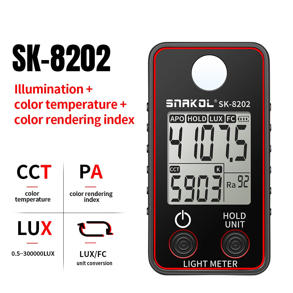 Color Temperature Tester High Precise Illuminance Meter 0.5-300000LUX LED Illumination Test Meter Luminance Measuring color temperature tester