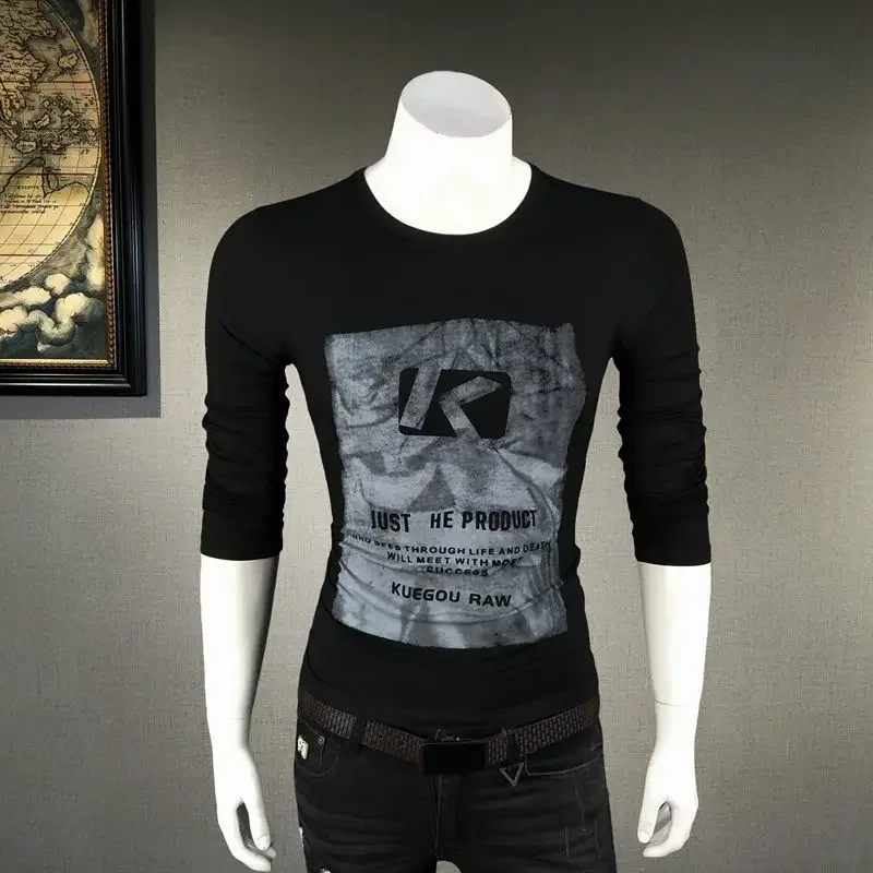 thumbnail image 1 of Suéteres de hombre Tendencias de moda 2024 Sudaderas Estampadas Cuello redondo Elasticidad Una pieza Nueva camiseta para hombre Camiseta original Harajuku, 1 of 5