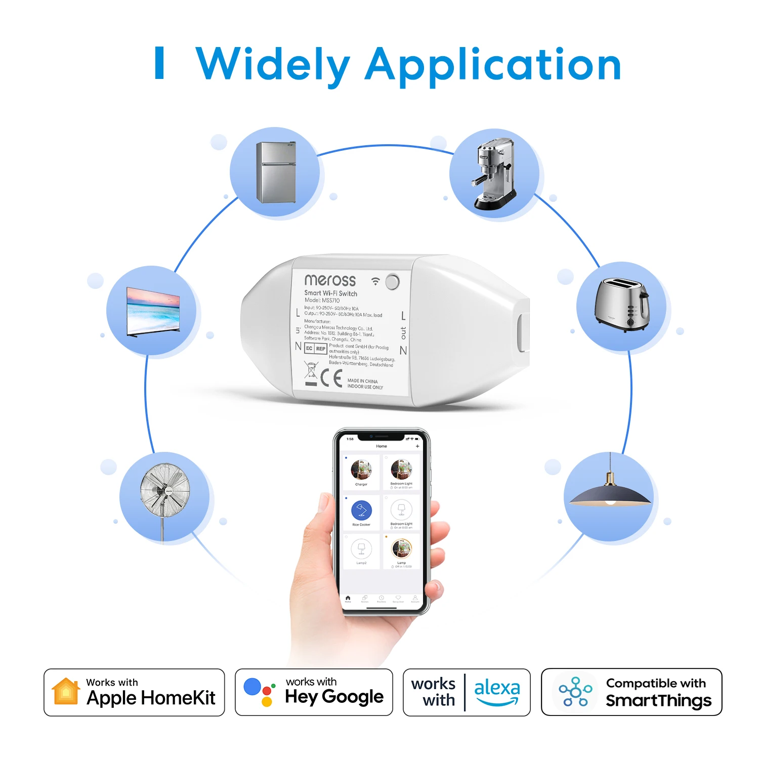 Meross-interruptor inteligente HomeKit, dispositivo con WiFi, funciona con  HomeKit, Siri, Alexa, asistente de Google y SmartThings - AliExpress