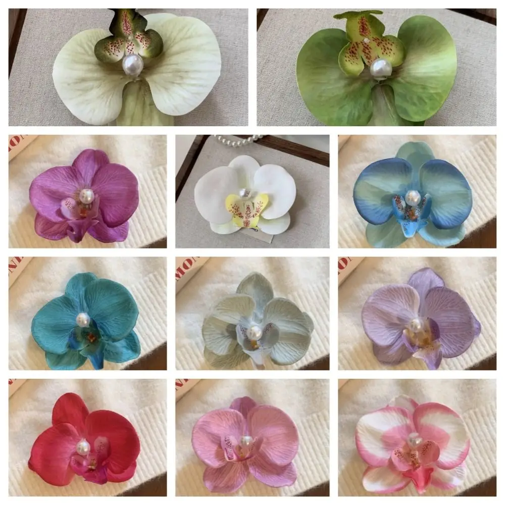 Pink Orchid Flower Hair Clip Hair Ornament Headdress Orchid Hairpin Hair Accessories Side Barrettes Bohemia Barrettes Photograph