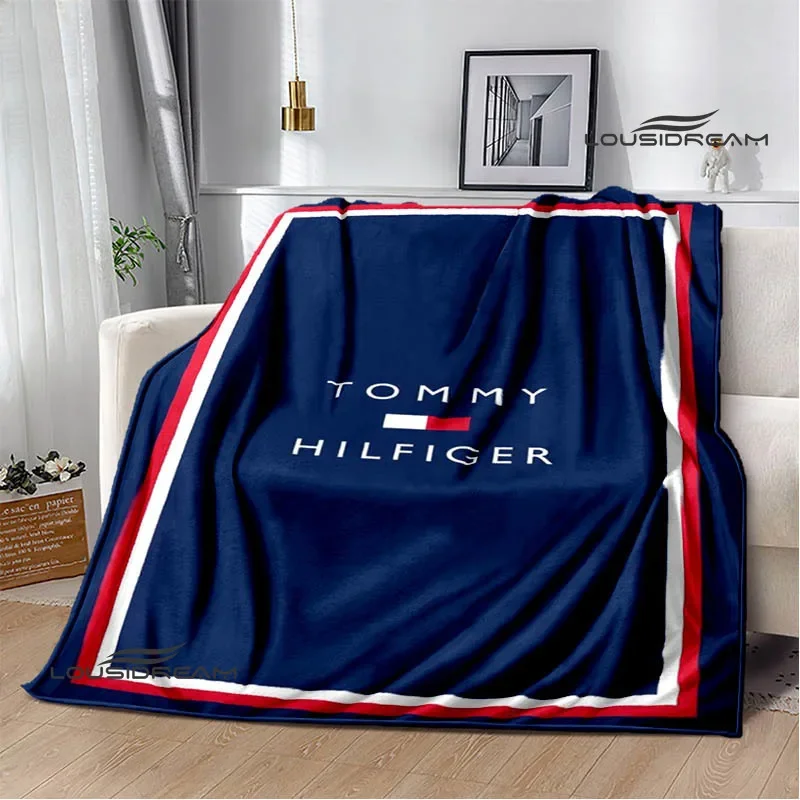 T-Tommy-hilfiger logo printed blanket Warm blanket Flange blanket Soft and comfortable blanket Home travel blanket birthday gift