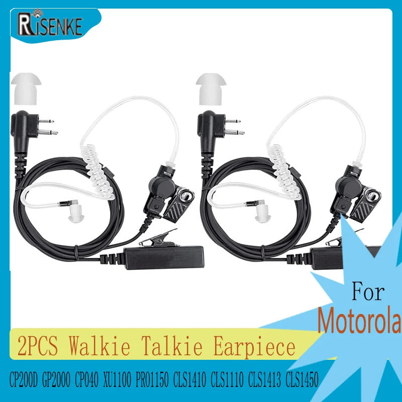 Walkie Talkie Earpiece Headset with PTT Mic,for Motorola CP200D,GP2000,CP040,XU1100,PRO1150,CLS1410,CLS1110,CLS1413,CLS1450,2Pcs