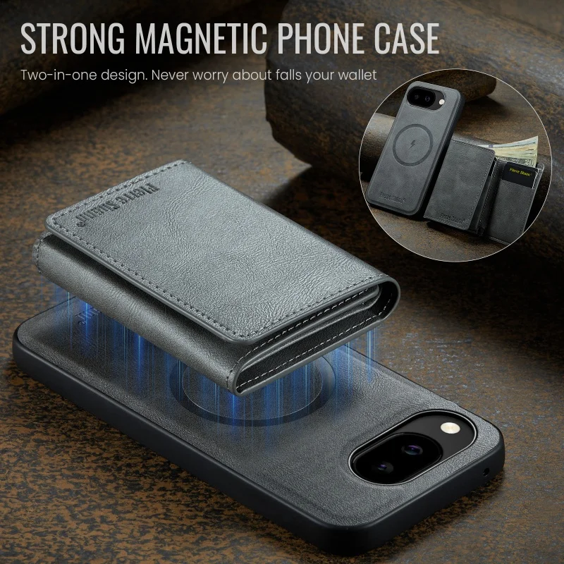 Magsafe Wallet Leather Phone Case with Card Holder & Cash Bag