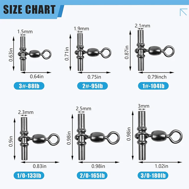 40Pcs Cross Line Crane Swivels Heavy Duty Brass T-Shape Three 3 Way Swivel Fishing Tackle Crimp Sleeve Fishing Swivels Connector 2