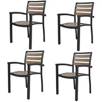 Patio Dining Chairs with Armrest Stackable Set of 4 Aluminum Patio Furniture Sets for Living Room Cafe Bar Aluminum Indoor Outdo 1