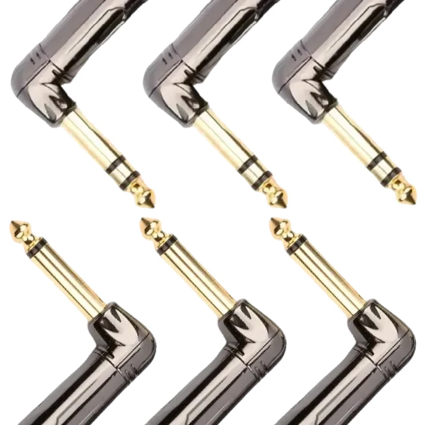 90 Degree Male Plug Mono/Stereo Guitar Wire Connector Audio Microphone Effects Mixer 6.35mm Adapter 1