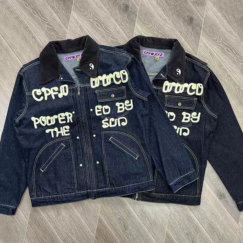 

Cpfm Powered By The Sun 2023 New Embroidered Male And Female Denim Jacket