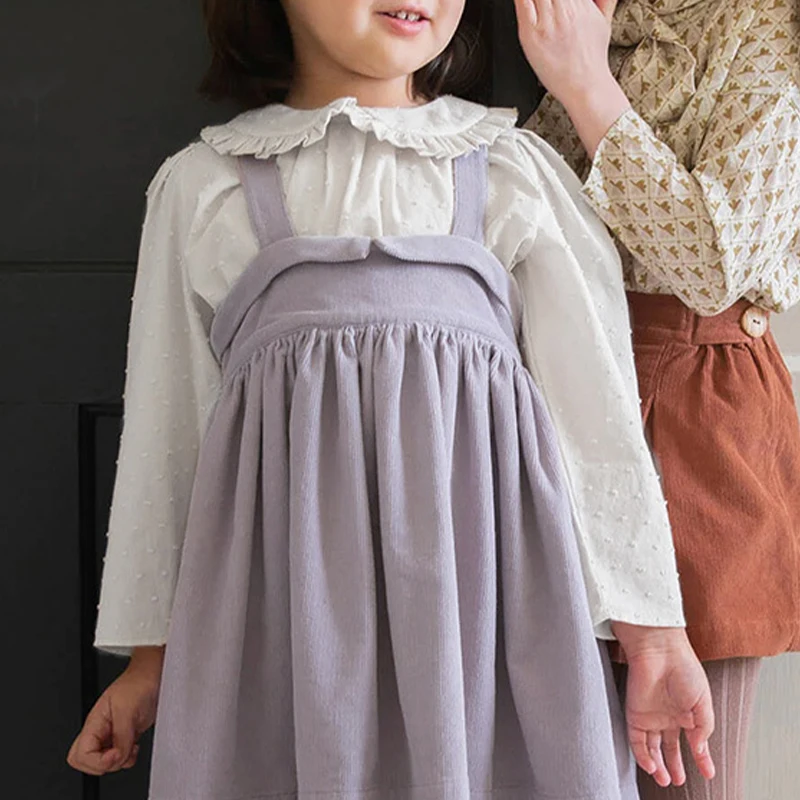 Spring Summer Cotton Linen Girl Dress Retro Solid Color Sweet Cute Cross  Buckle Strap Dresses College Style Children's Clothing - AliExpress 1501