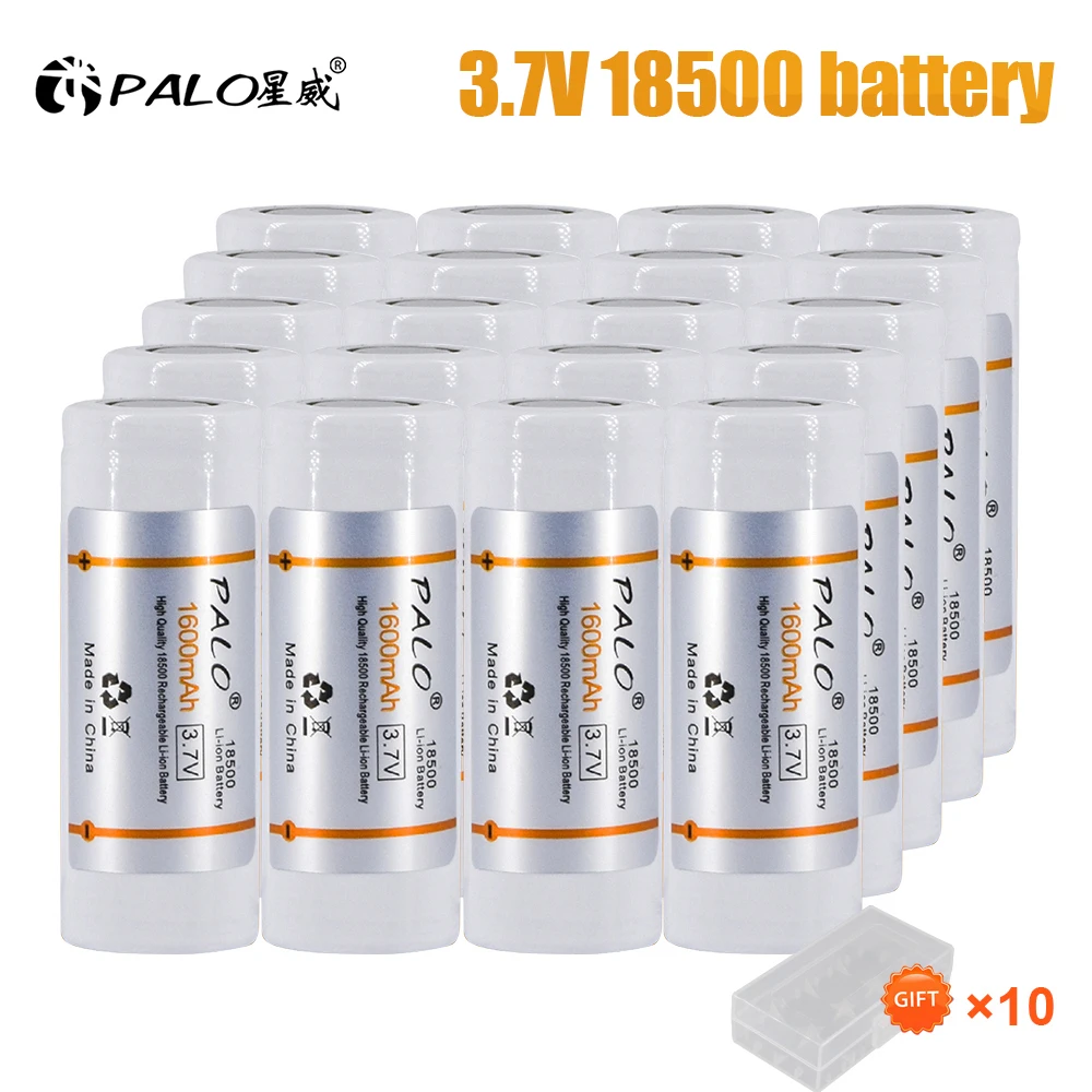 

PALO 8-32PCS 18500 Battery Rechargeable 3.7V Li-ion Batteries Lithium ion Rechargeable Batteries for E-cigarette/Toys/Security