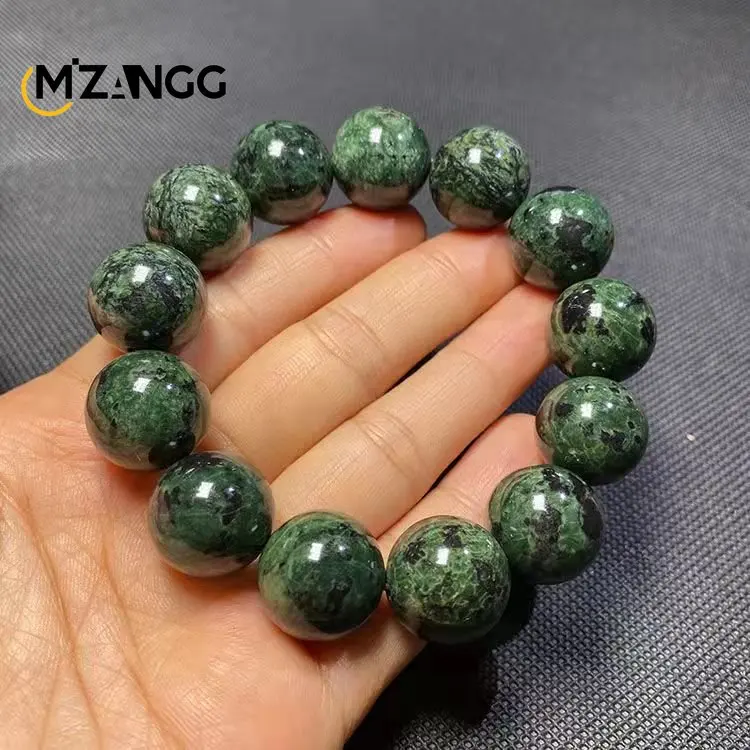 Natural Dark Green Jade Bracelet Single Circle Olive Green String Hand