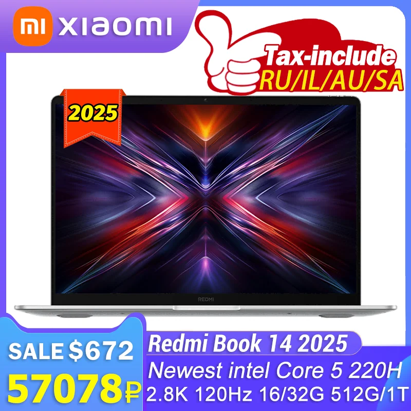 Xiaomi REDMI Book 16 2025 intel Core 5 220H 16/32GB RAM 512GB/1TB SSD 2.5K 120Hz Screen notebook laptop